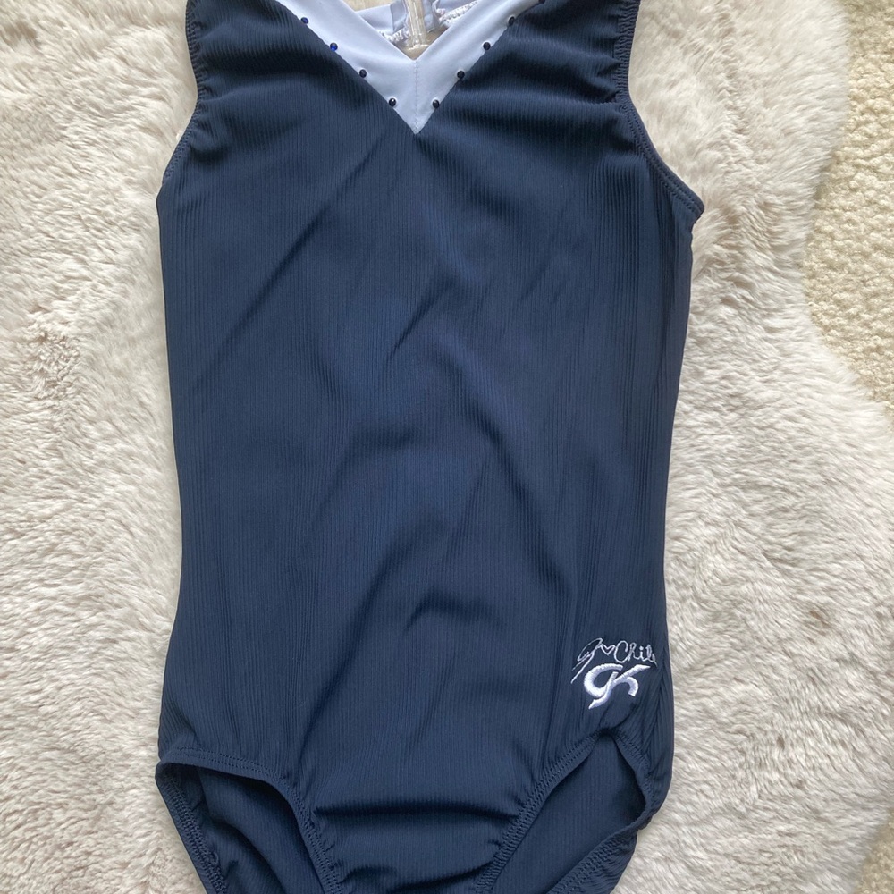 GK Jordan Chiles Navy Blue Leotard with White Accents